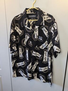 Y2K Vintage PELLE PELLE Men Casual Button Down Shirt Size XXL Monochrome